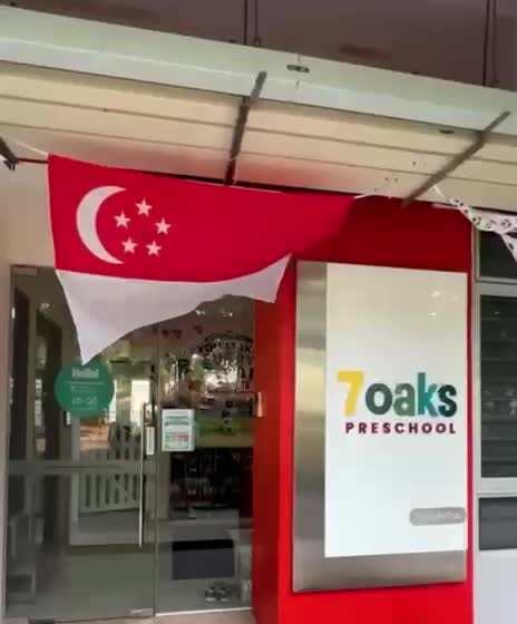 The entrance to 7oaks Preschool at Blk 826 Jurong West Street 81