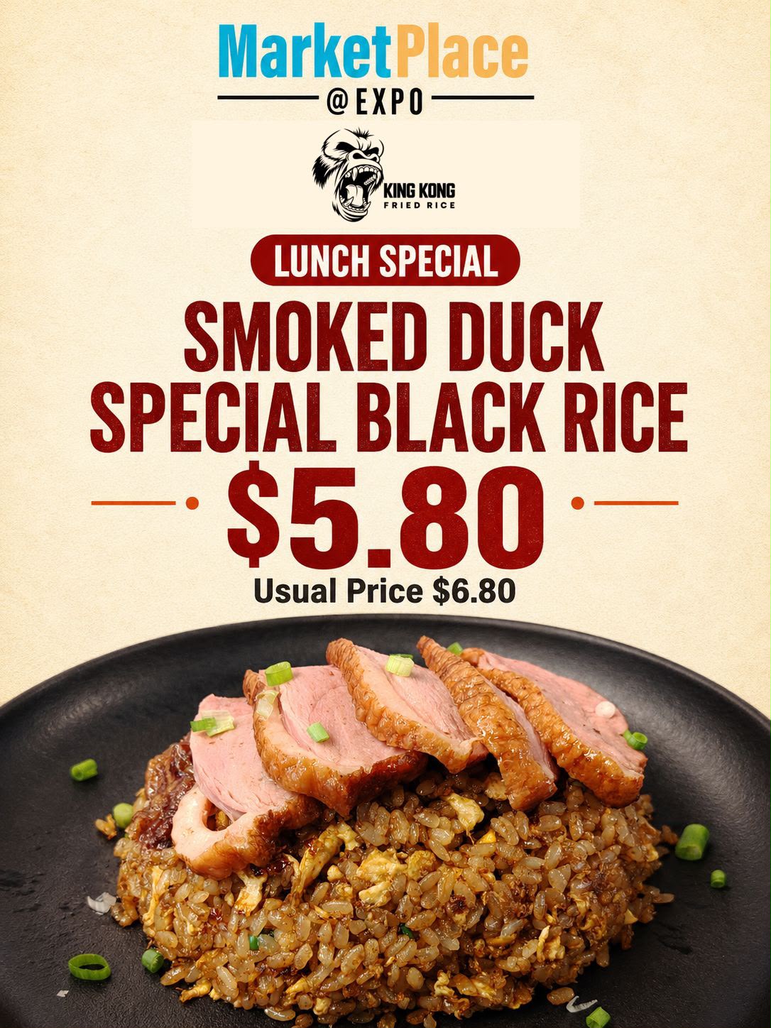 Smoked duck black rice for S$5.80 at MarketPlace @ Expo